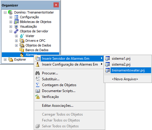 Opção de inserir um Servidor de Alarmes Opção de inserir um Servidor de Alarmes