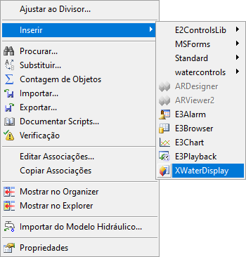Opção de inserir um XWaterDisplay Opção de inserir um XWaterDisplay