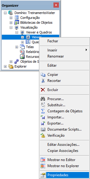 Opção Propriedades do Viewer Opção Propriedades do Viewer