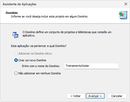 Opção de definição de um Domínio Opção de definição de um Domínio