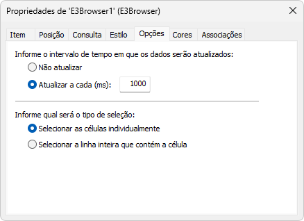Aba Opções Aba Opções